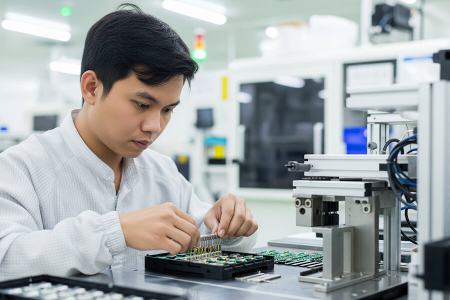 Kỹ sư nhật bản lắp ráp linh kiện